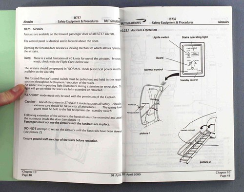 BRITISH AIRWAYS BOEING 737 AIRLINE CABIN CREW SEP MANUAL SAFETY CARD BA 2000 - Picture 5 of 15