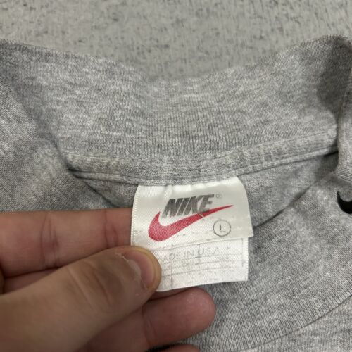 Vintage Nike Shirt Men Large Gray Pullover Mock Neck Long Sleeve Made in USA 90s - Picture 9 of 14