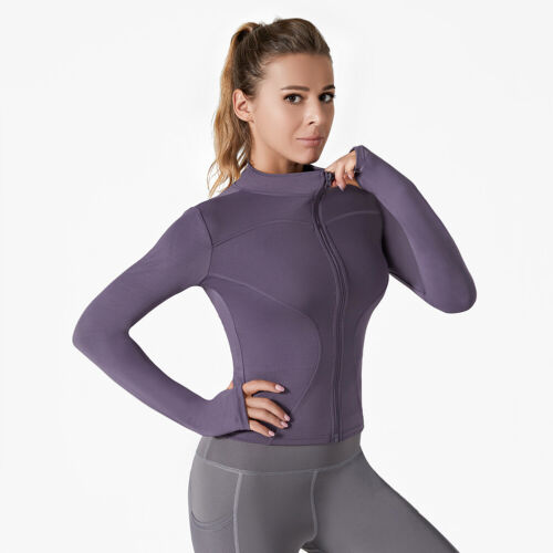 Women Yoga Jackets Quick-dry Close-fitting High-elastic Ventilate Long Sleeve - Picture 18 of 21