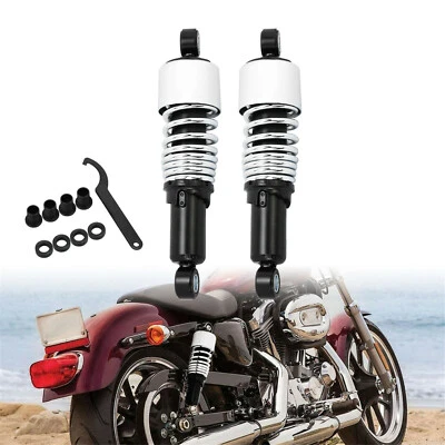 2 pièces Noir 10.5'' amortisseur arrière réglable ressort pour Harley Sportster - Photo 1/4