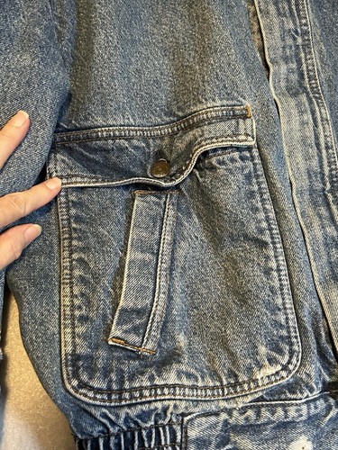 Levis Big Label Denim A2 Bomber Jacket SZ M Zip Flannel Lined 80’s Distressed - Picture 8 of 17