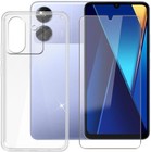 HANDY SCHUTZ HÜLLE TPU + DISPLAY GLASFOLIE SCHUTZGLAS Für XIAOMI POCO C65 C65