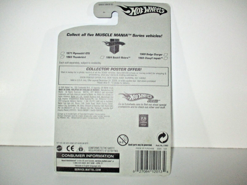 Hot Wheels 1969 Dodge Charger 1:64 Scale Dodge Blue Diecast Car *New* #4/5 - Picture 4 of 5