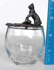 Small Pewter Cat in Garden Potpourri Bowl Trinket Dish