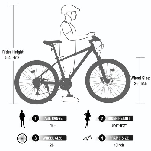 26 inch Tire Mountain Bike 24 Speed Bicycle High-Tensile Frame MTB Bikes for Men - Picture 3 of 6