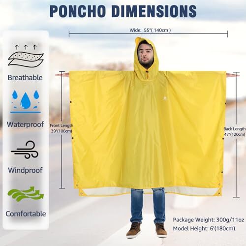 Anyoo Waterproof Rain Poncho Lightweight Reusable Hiking Assorted Colors - Picture 78 of 166