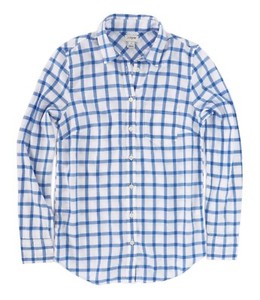 J-Crew-Factory-Womens-M-NWT-Blue-Windowpane-Plaid-Light-Wt-Flannel-Shirt