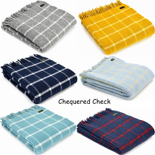 TWEEDMILL TEXTILES 100% Wool Sofa Bed Blanket DIAGONAL STRIPE YELLOW GREY THROW - Picture 4 of 12