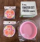 New Tuttle Press MCM Colorful Coaster Set & 2 Packs Of Pink Floral Pads Japan