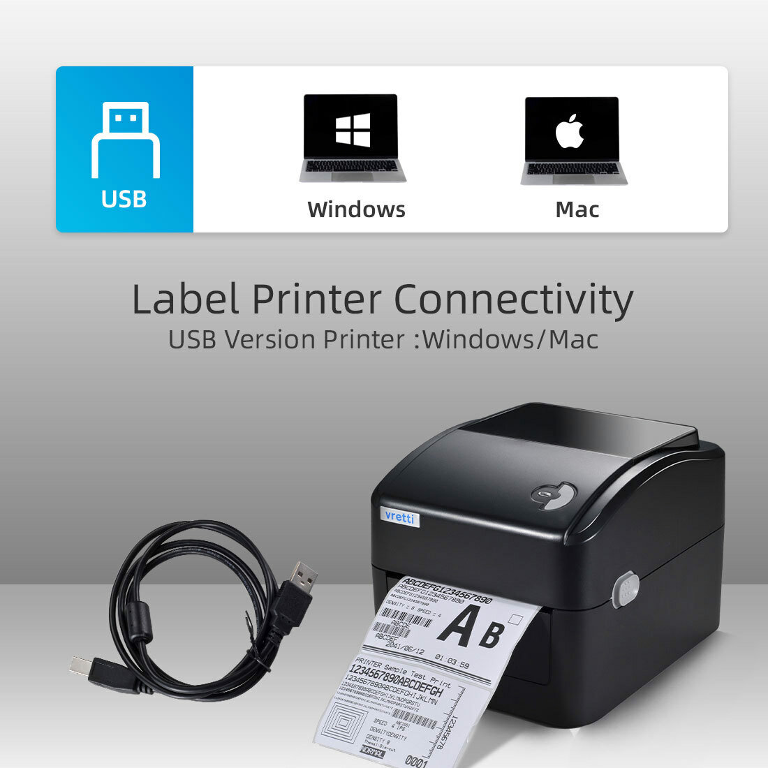 Thermal Label Printer VRETTI Shipping label Barcode USB printer for