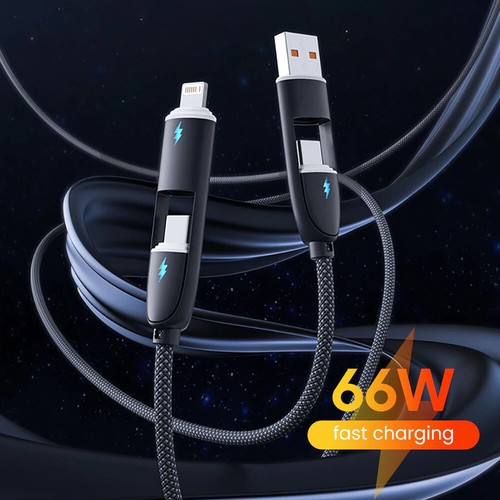 100W 4 in1 Multi USB Universal Phone Cable Fast Charging Cable USB C Type C - 第 3/12 張圖片