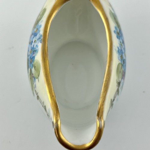 Bavaria Germany Flower Vase Cream Sugar Blue Hand Painted Set Of 3 Gold Gilt - Picture 24 of 24
