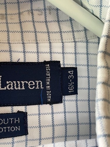 Polo Ralph Lauren long sleeve button down white and blue button down, sz 16.5-34 - Picture 2 of 6