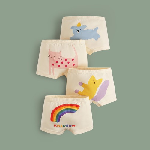 4PCS Little Girls' Boxer Brief Underwear Toddler Baby Print Cotton Panties 2-13Y - Picture 36 of 43