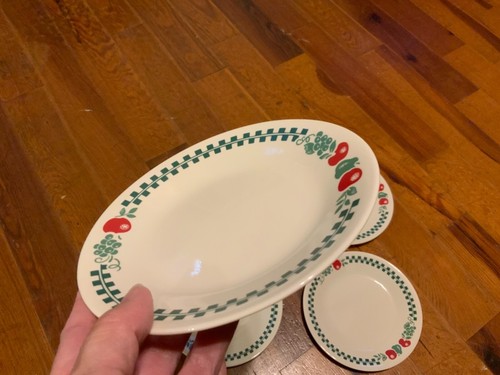 "Juego de 4 platos de pastel de postre de pan fresco Corelle FARM 6 3/4"" manzanas a cuadros verdes" - Imagen 5 de 7