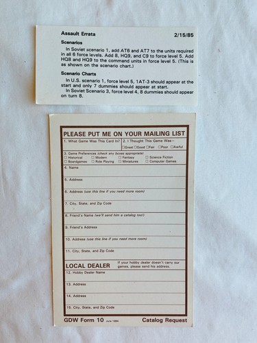 Assault Tactical Combat in Europe: 1985 GDW 1983 UNPUNCHED VG+ - Picture 6 of 8