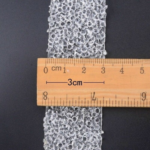 2 Yard Crystal Rhinestone Beaded Trim Ribbon Iron on Sew on Applique Bridal Belt - Bild 7 von 21