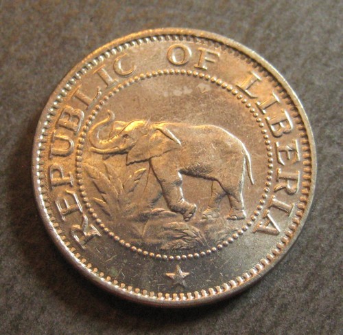 1960 Republik Liberia 5 Cent - Elefant & Schiff - Kupfer-Nickel - * (P3787)