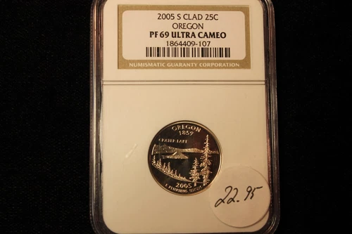 2005 S  OREGON  STATE QUARTER,    NGC PROOF 69 ULTRA CAMEO CLAD QUARTER, 