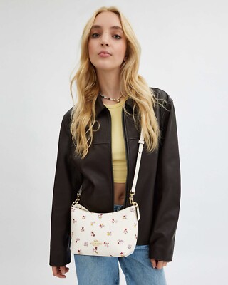 COACH CW392 Zip Top Shoulder Bag With Heart Print Coated COACH CW392 Zip Top Shoulder Bag With Heart Print Coated