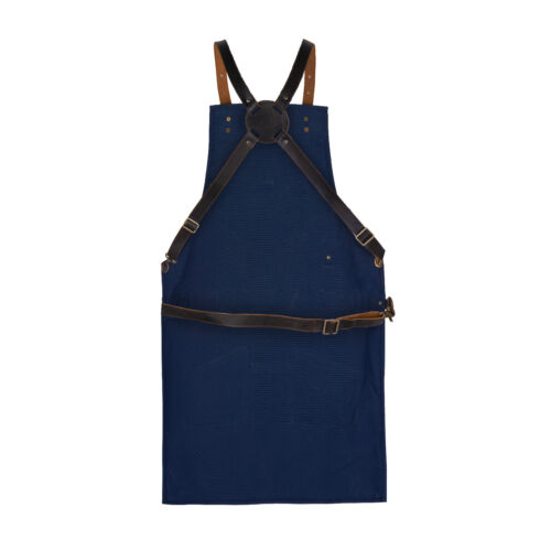Genuine Leather Apron Pockets Cowhide Canvas Butcher Cheff BBQ Home Apron - Picture 8 of 30