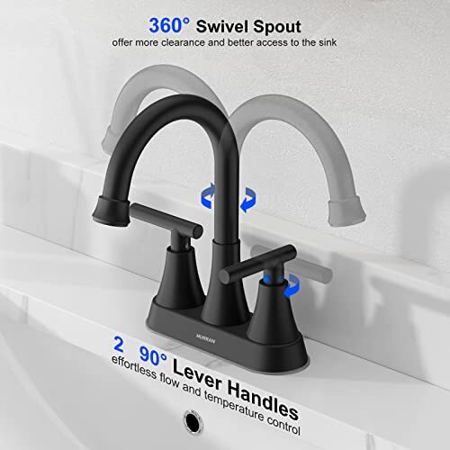 Bathroom Faucets for Sink 3 Hole, Hurran 4 inch Brushed Assorted Colors - Picture 44 of 83