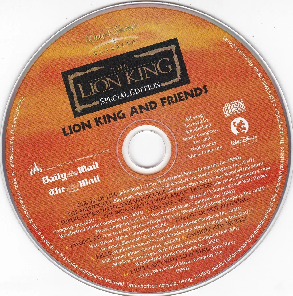 LION KING AND FRIENDS ( DAILY MAIL Newspaper CD ) THE LION KING Special Edition - Bild 3 von 3