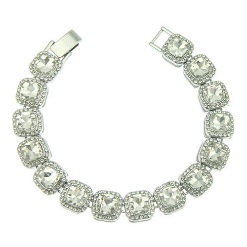Collar de cadena pulsera de tenis de 10 mm 1 fila con racimo de piedra circonita cúbica chapado en oro blanco - Imagen 8 de 12