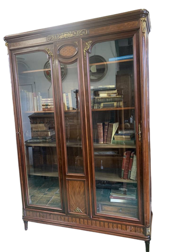 Antica libreria francese in mogano bronzi dorati Napoleone III PARIGI - Foto 11 di 13