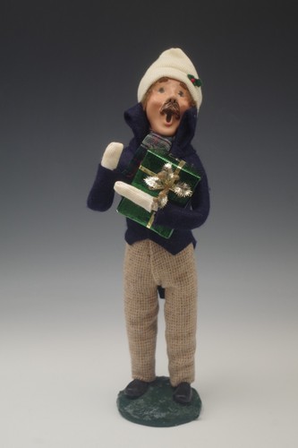 BYERS' CHOICE CAROLERS 1984 VINTAGE BUMPY BASE MAN SHOPPER CAROLER SIGNED - Picture 2 of 8