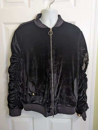 Men's Velour Jacket Size Medium Zip Closure Ribbed Collar/Waist Trendy Fashion - Bild 8 von 9