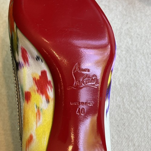 Christian Louboutin Shoes Paulina Strass 45 Satin Bouquet PVC Pump Size 40 US 10 - Picture 7 of 12