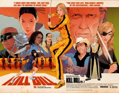 KILL BILL VOL.1 & 2 Quad poster print 30x40" Tarantino Uma Thurman FREE P&P