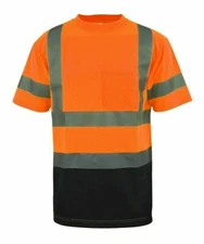 Hi Vis ANSI Class 3 Reflective Safe Orange Short Sleeve T-shirt Black Mesh Front