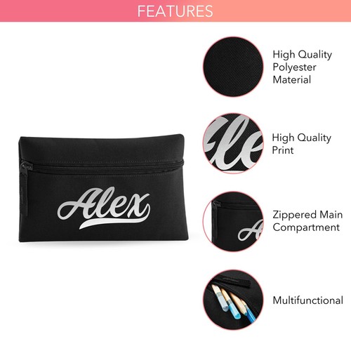 Personalised School Backpack 5 Set Piece In Black with Custom Text for Childrens - Picture 7 of 9