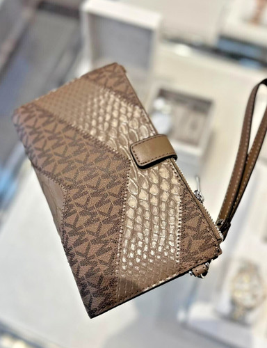 Michael Kors Large Double Zip Wristlet Credit Card MK Logo Wallet in Dusk Multi - Bild 2 von 9
