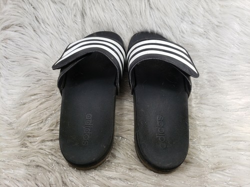 ADIDAS Black White Stripe Mens Sandals Size US 10 - Picture 4 of 6