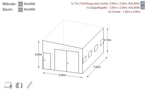 Blechgarage Halle 5x7x3,5m Garage KFZ Lager Fertiggarage | mit Aufbau | 27772!! - Bild 6 von 20