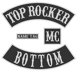 B Custom Embroidered 14/" Full Vest Set Rocker Patch Biker Patch 7 PC