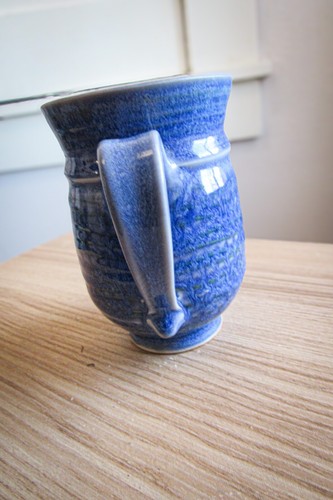 Indigo Blue Glazed Pottery Mug-Studio Artist Signed- Coffee Tea - Picture 4 of 7