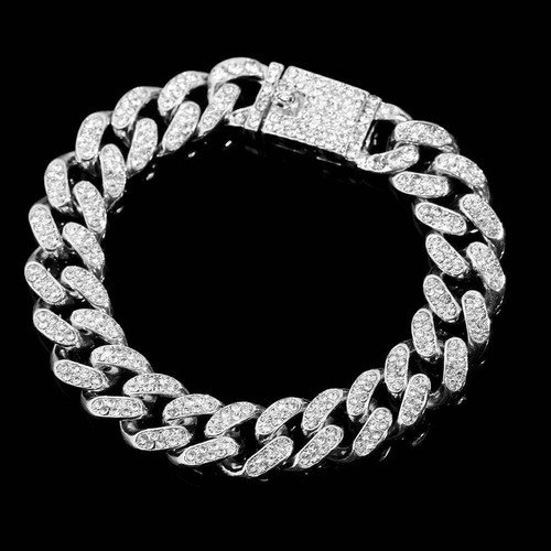 Hip Hop Bling Cuban Gliederkette Armbänder 14 mm Iced Out Kette - Bild 25 von 25