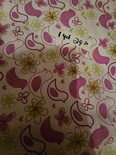 1 YARD 24" CUTE PURPLE BIRD BUTTERFLY FLOWER FLANNEL FABRIC~SEWING RAG QUILTS - Picture 2 of 3