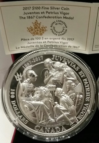 1867-2017 $100 10OZ SilverCoin CanadaConfederation Medals Juventas Patrius Vigor - Bild 4 von 8