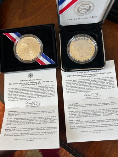 2011 U.S. Army Commemorative P-Proof & S-Uncirculated 90% SILVER Dollars OGP GEM - Picture 6 of 8