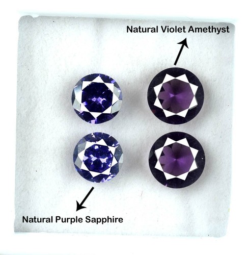 13,35 Ct/4 Stck. Rund Amethyst & Lila Saphir Edelstein Menge natürlich zertifiziert - Bild 7 von 7