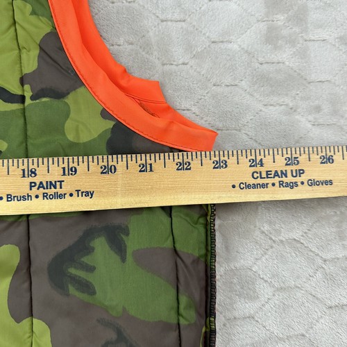 VTG Hunting Vest Reversible Woodland Camo Blaze Orange - Sz L - Simco Zipper - Picture 4 of 14