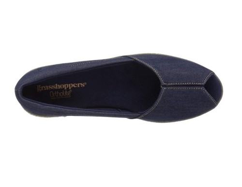 Grasshoppers Garnet Peep Toe Navy Women’s 8.5 Ortholite Wedge Espadrille - Picture 6 of 8