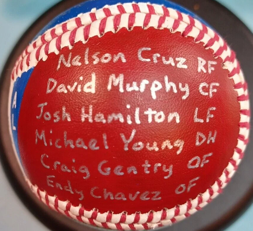 BÉISBOL PINTADO A MANO 2011 TEXAS RANGERS AL PENNANT CHAMPIONS BELTRE IAN KINSLER Foto 4 de 4