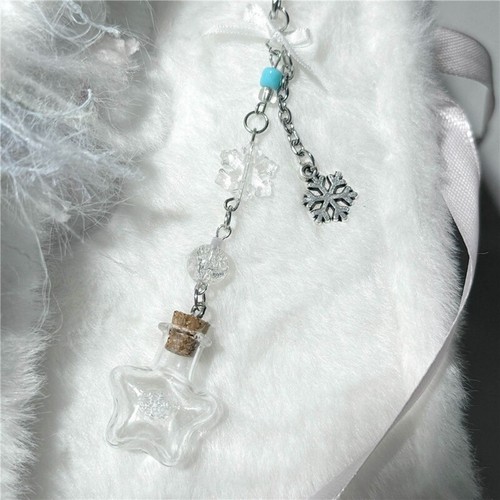 Snowflake Bottle Charm Pendant Chain Phone Straps Pocket Keychain Strap - Zdjęcie 4 z 8