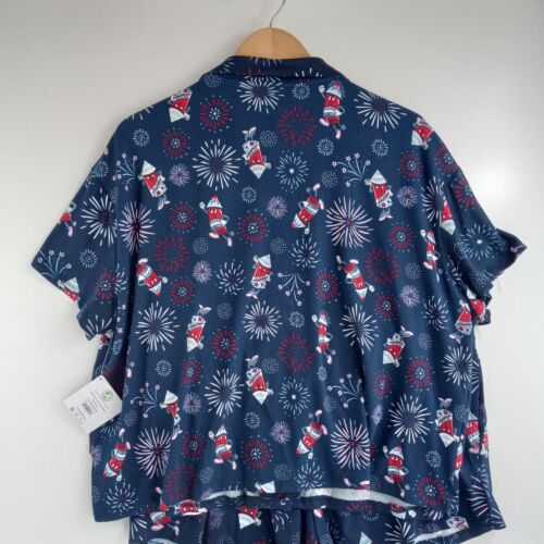 Celebrate Patriotic Pajama Short Set Women's Size XL Red White Blue Fireworks - Picture 2 of 9